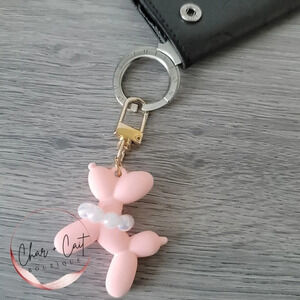 Pink Balloon Dog Keychain
